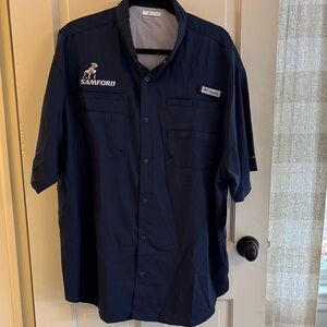 Samford University Columbia Men's Button Down Shirt - Dark Blue